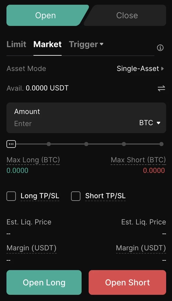 interface de trading sur BingX Futures