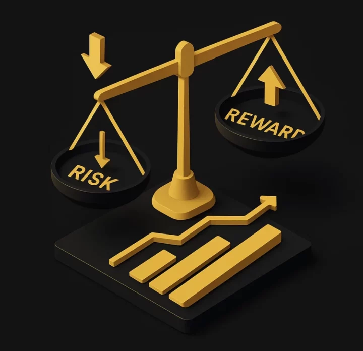 Illustration 3D isométrique du Risk Reward en trading